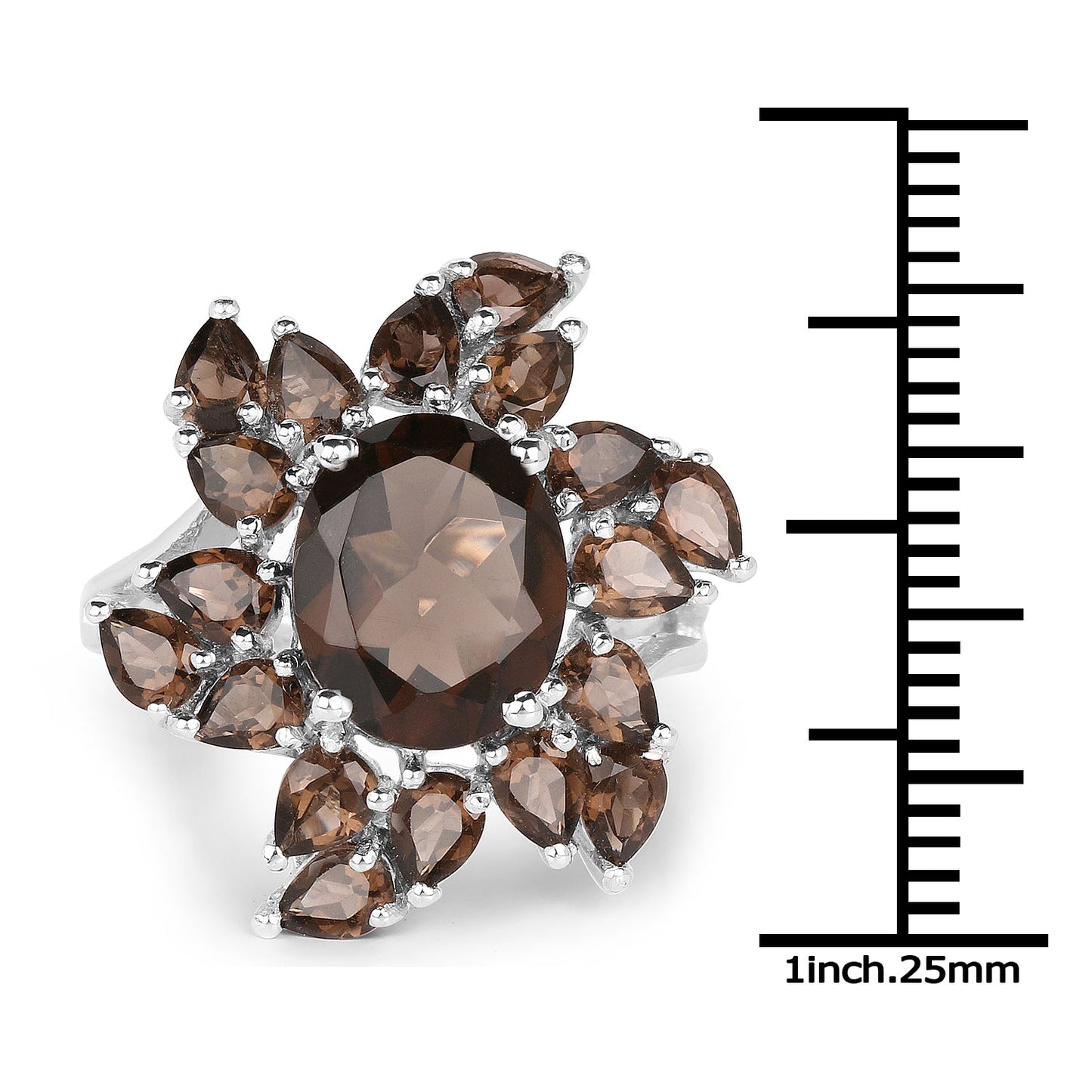 5.69 Carat Genuine Smoky Quartz Sterling Silver Ring