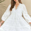 Robe Babydoll à Col V en Dentelle Détail et Œillets à Volants
