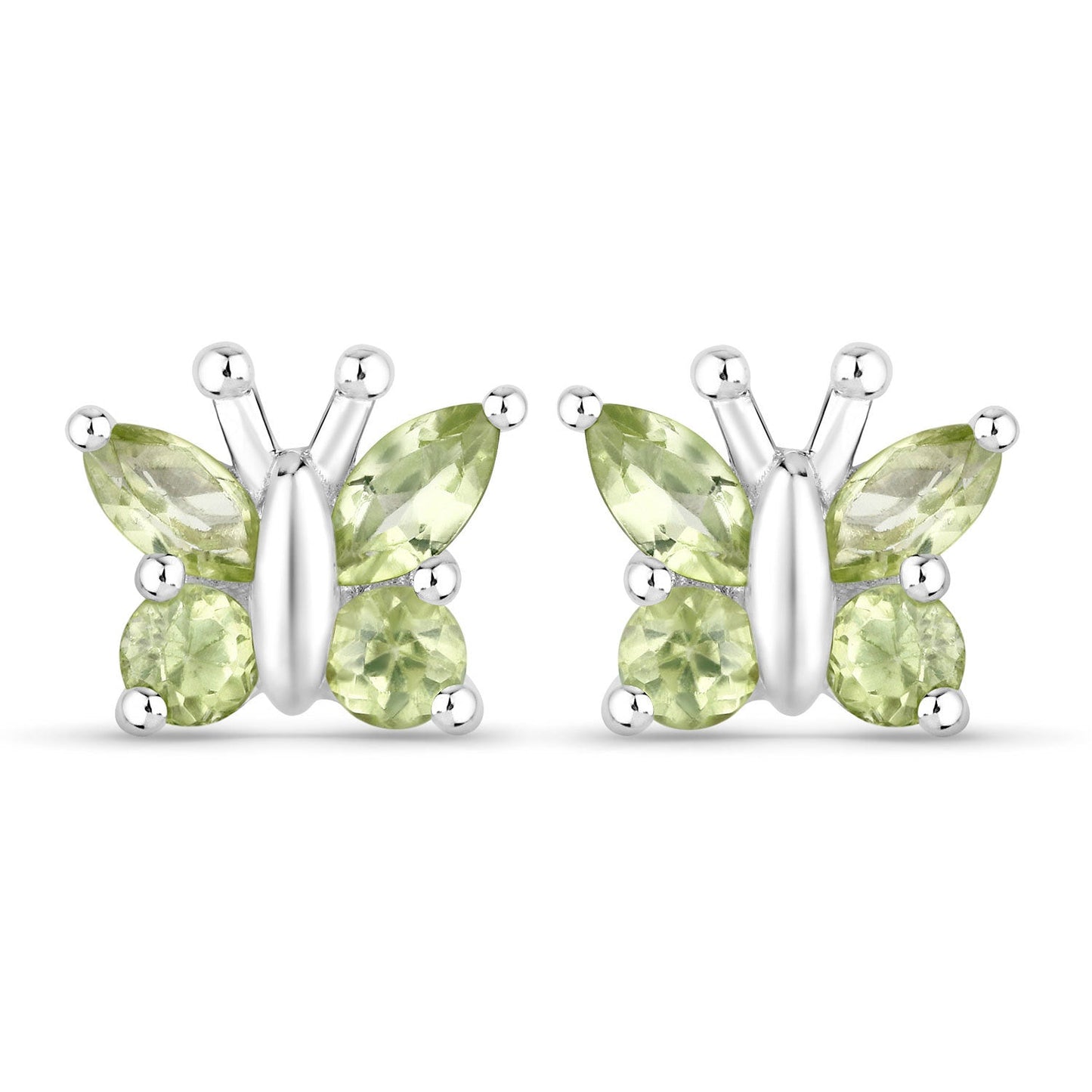 Pendientes de Peridoto Genuino de 1.00 Quilate en Plata Esterlina .925