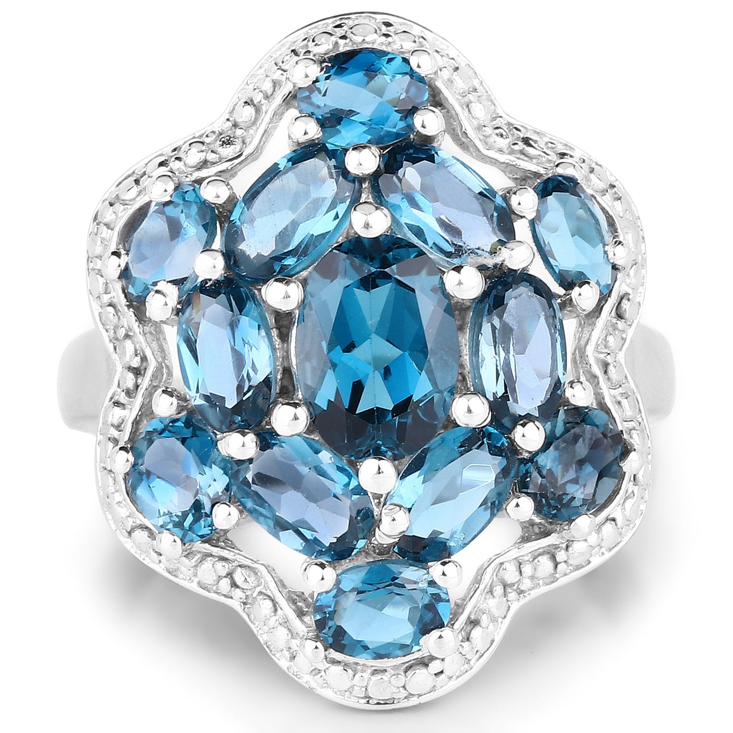 3.72 Carat London Blue Topaz Sterling Silver Engagement Ring