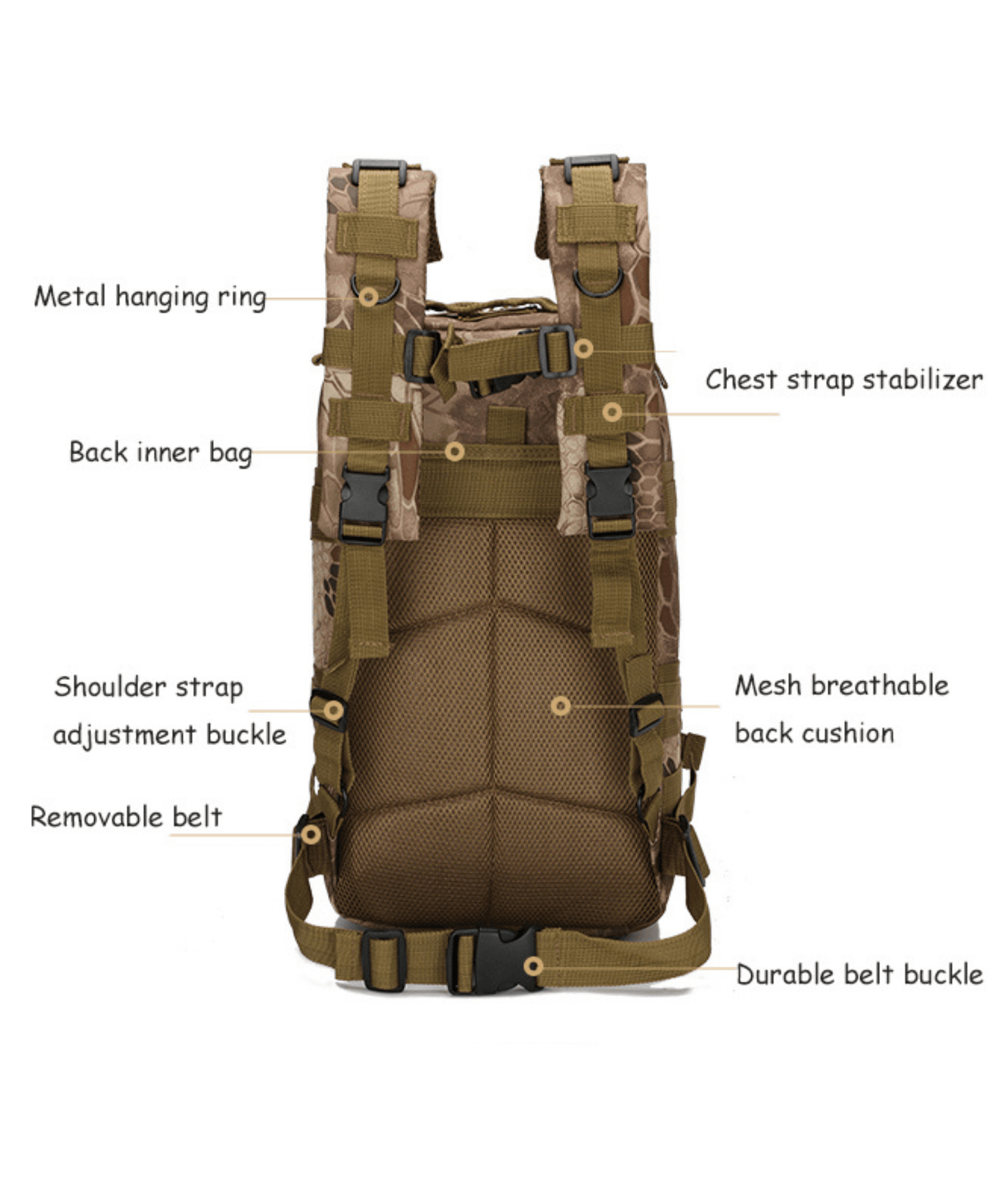 Tactical 25L MOLLE Backpack for Outdoor Adventures