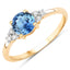 1.08 Carat Blue Sapphire and Diamond 14K Yellow Gold Ring