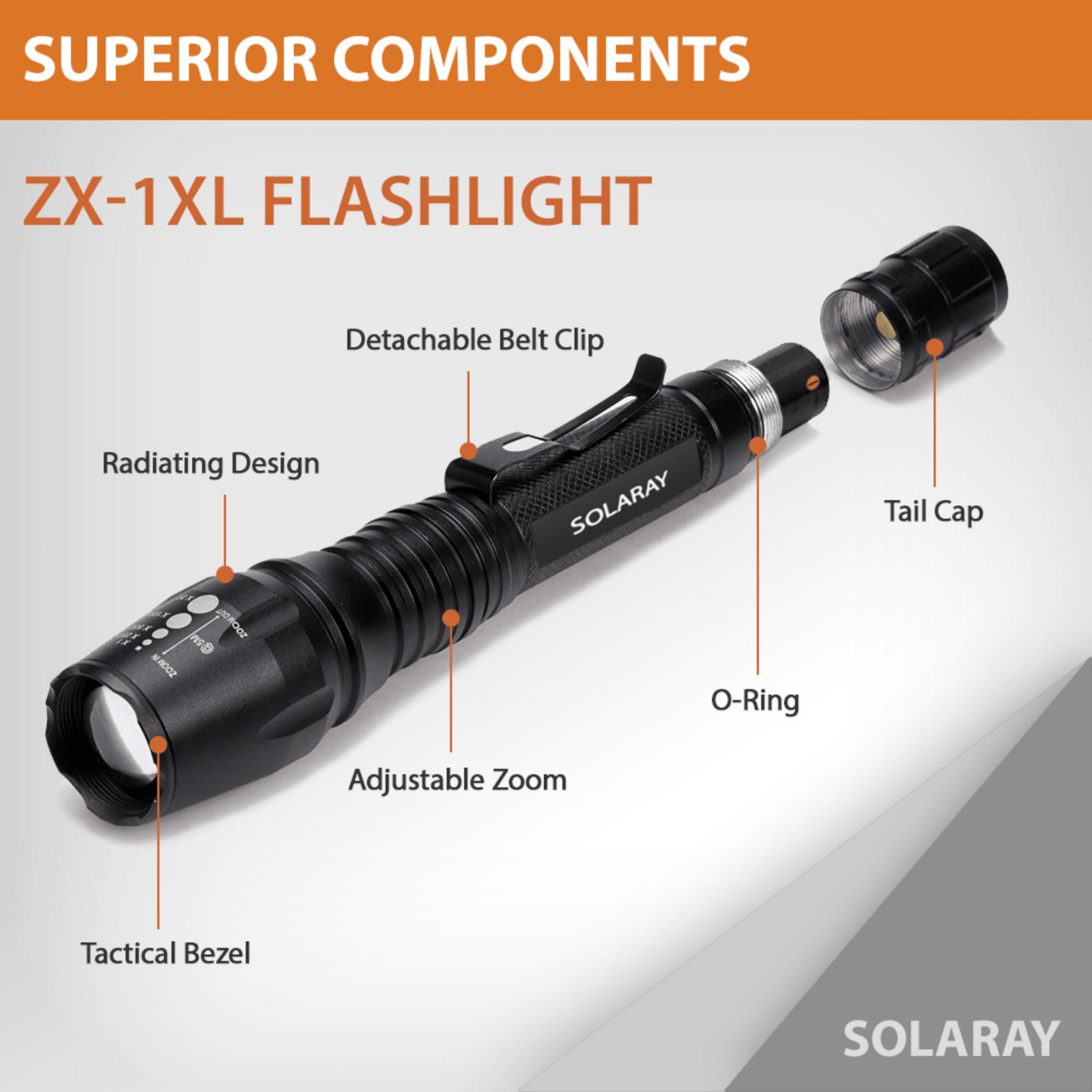 Kit de Linterna Táctica LED Solaray ZX-1XL 18650