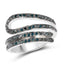 Bague Bypass en Argent Sterling avec Diamant Bleu de 0,83 Carat
