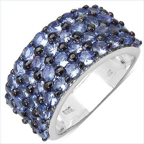 3.08 Carat Genuine Tanzanite Sterling Silver Engagement Ring