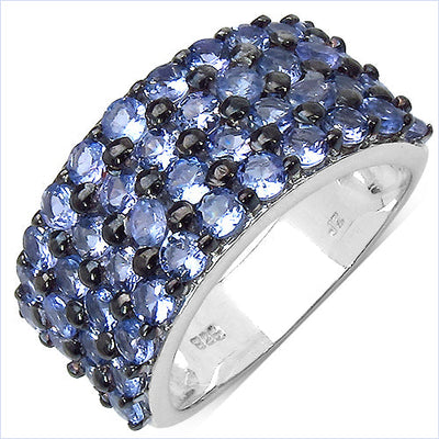 3.08 Carat Genuine Tanzanite Sterling Silver Engagement Ring