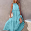 Elegant Ruffled Sleeveless Tiered Maxi Dress with Pockets