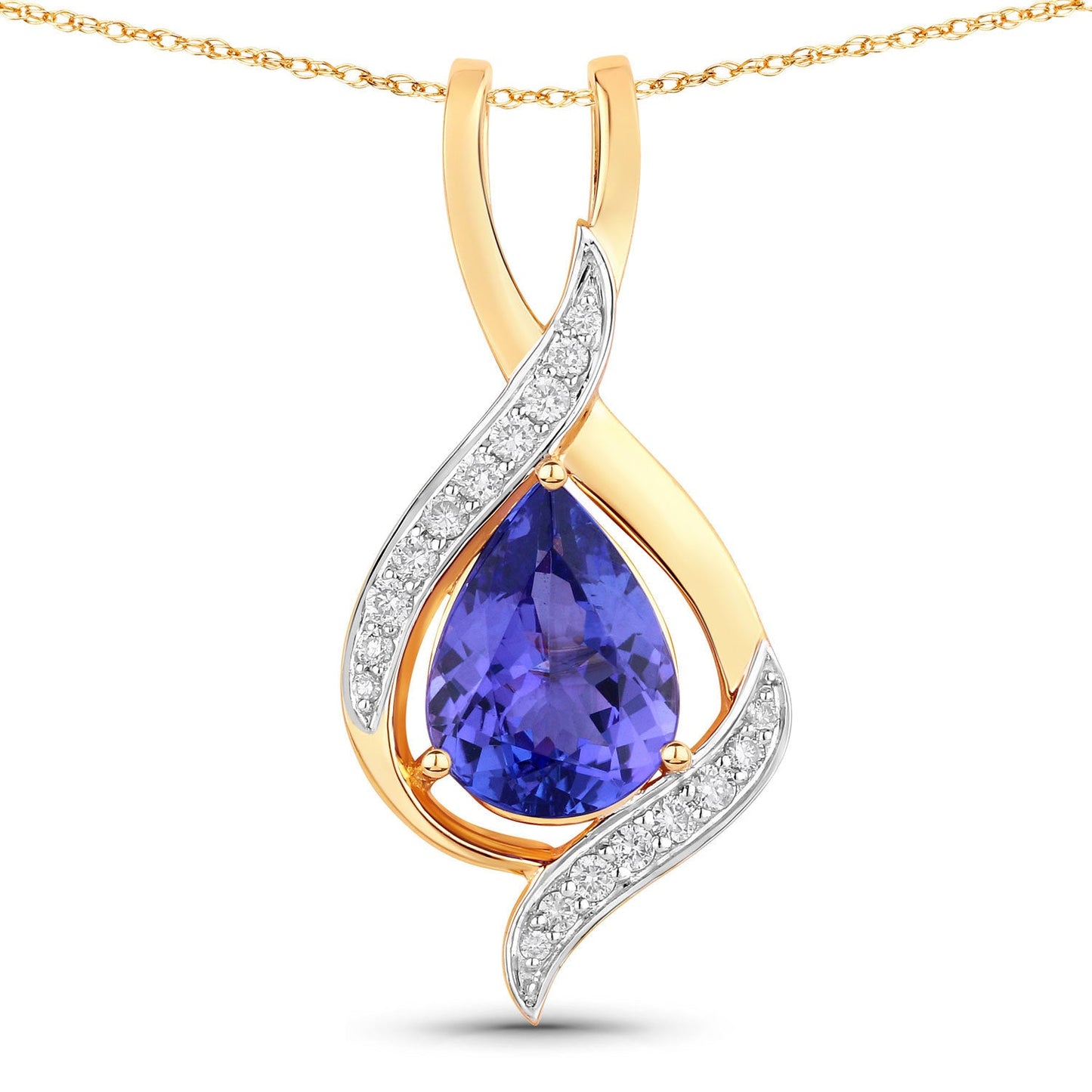 Colgante de Tanzanita y Diamante de 2.75 Quilates en Oro Amarillo de 14K