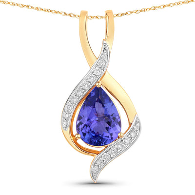 Pendentif en or jaune 14K avec tanzanite et diamant de 2,75 carats