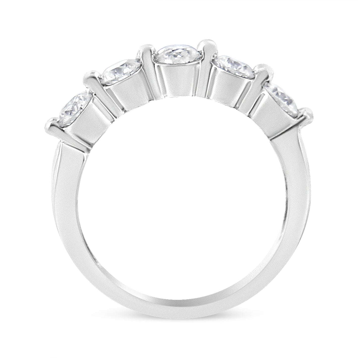 14K White Gold 5-Stone Diamond Band Ring - Size 7
