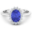 Bague Halo en Tanzanite et Diamants de 1,92 Carat en Or Blanc 14K