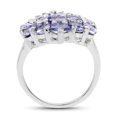 Bague de fiançailles en argent sterling avec tanzanite véritable de 5,28 carats