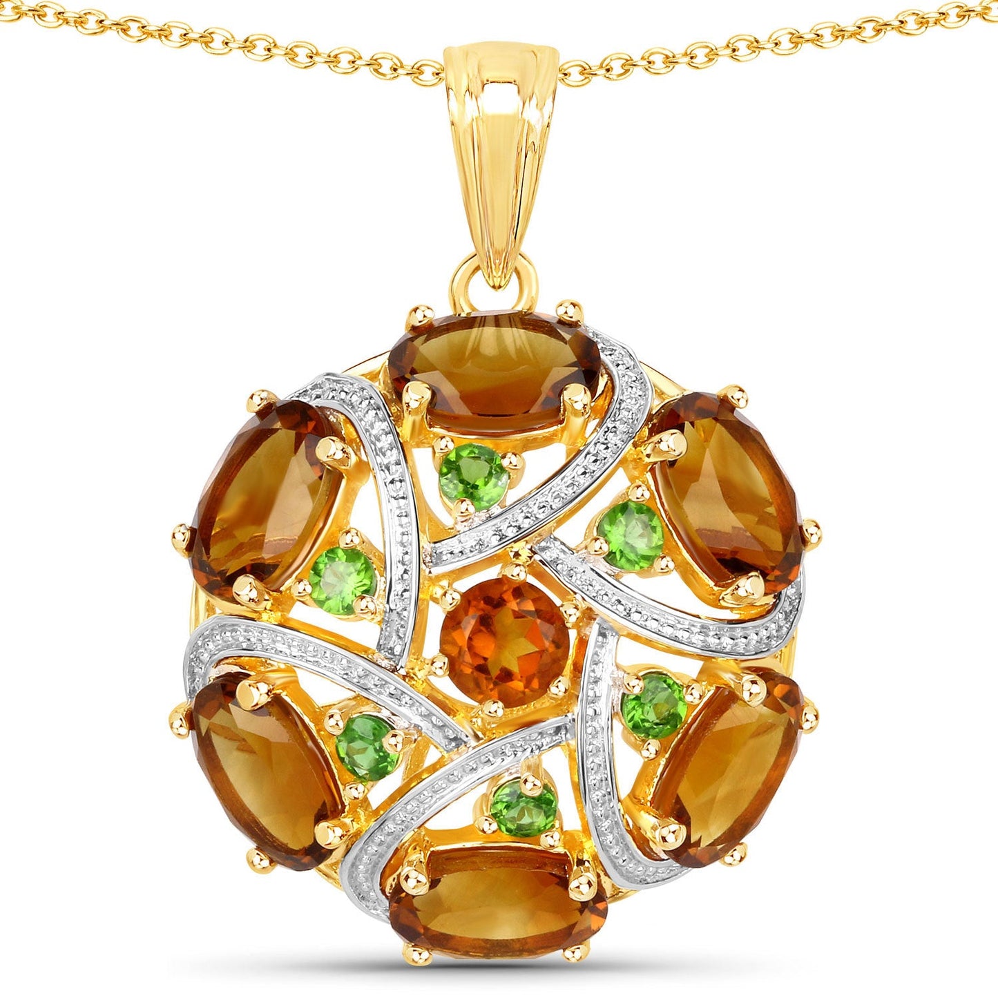 Pendentif en argent sterling .925 avec pierres multi de 6,87 carats