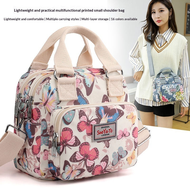 Printed Travel Water-Resistant Nylon Multi-Pocket Tote Bag