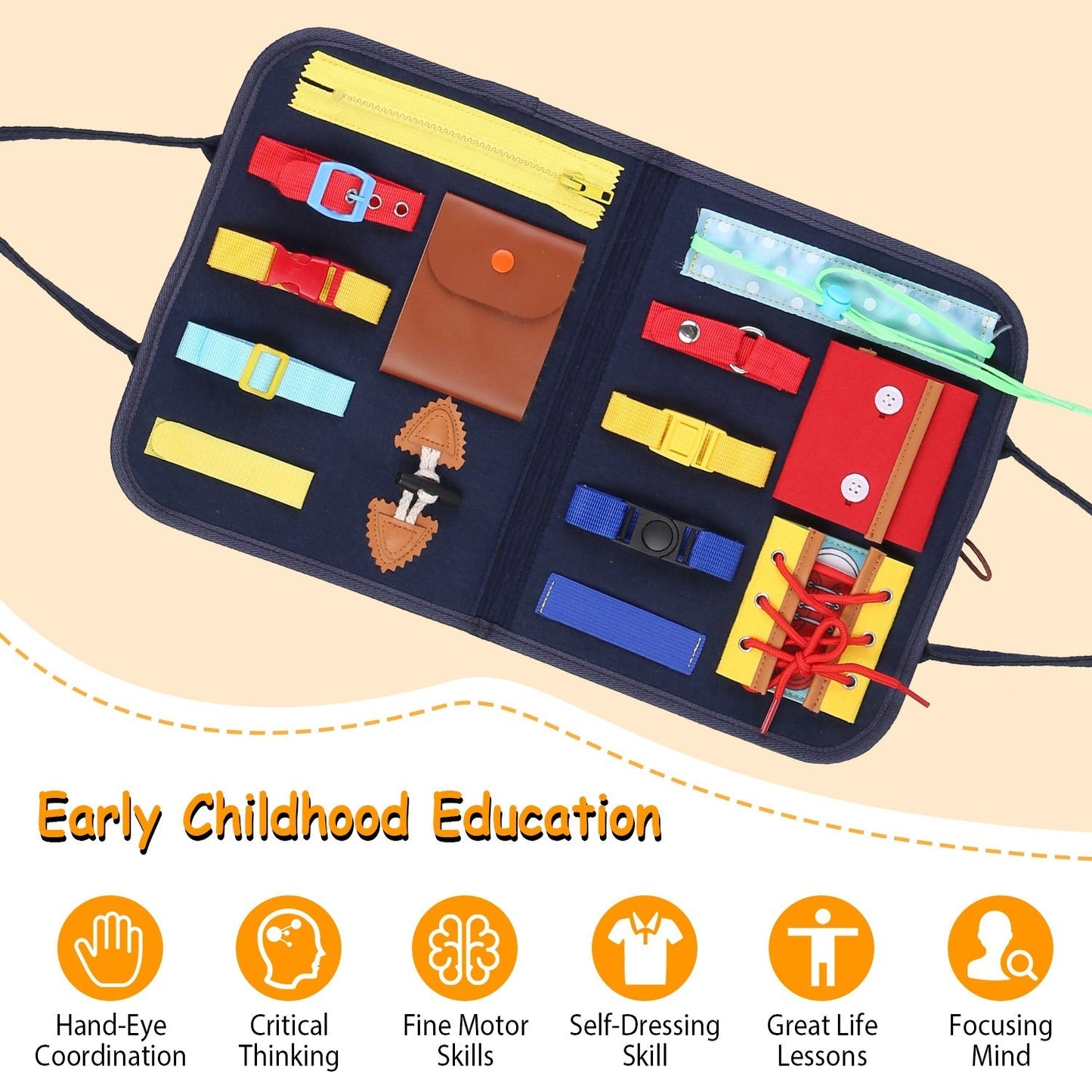 Tablero de Actividades para Niños - Juguete Sensorial Montessori para Edades de 1 a 6 Años