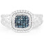 0.28 Carat Genuine Blue and White Diamond Sterling Silver Ring