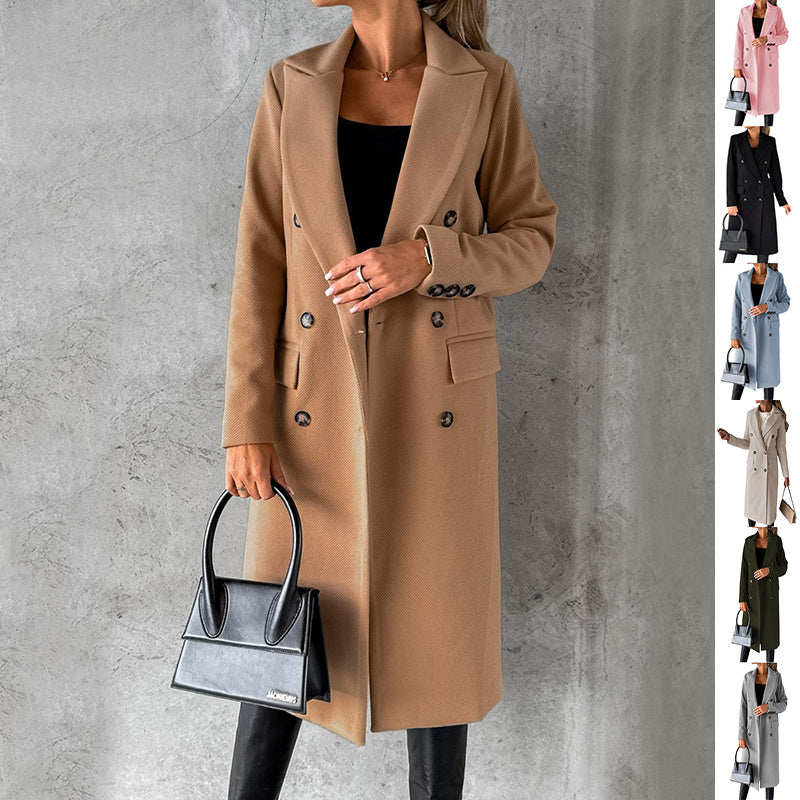 Double Breasted Lapel Coat - Premium Winter Overcoat for Women