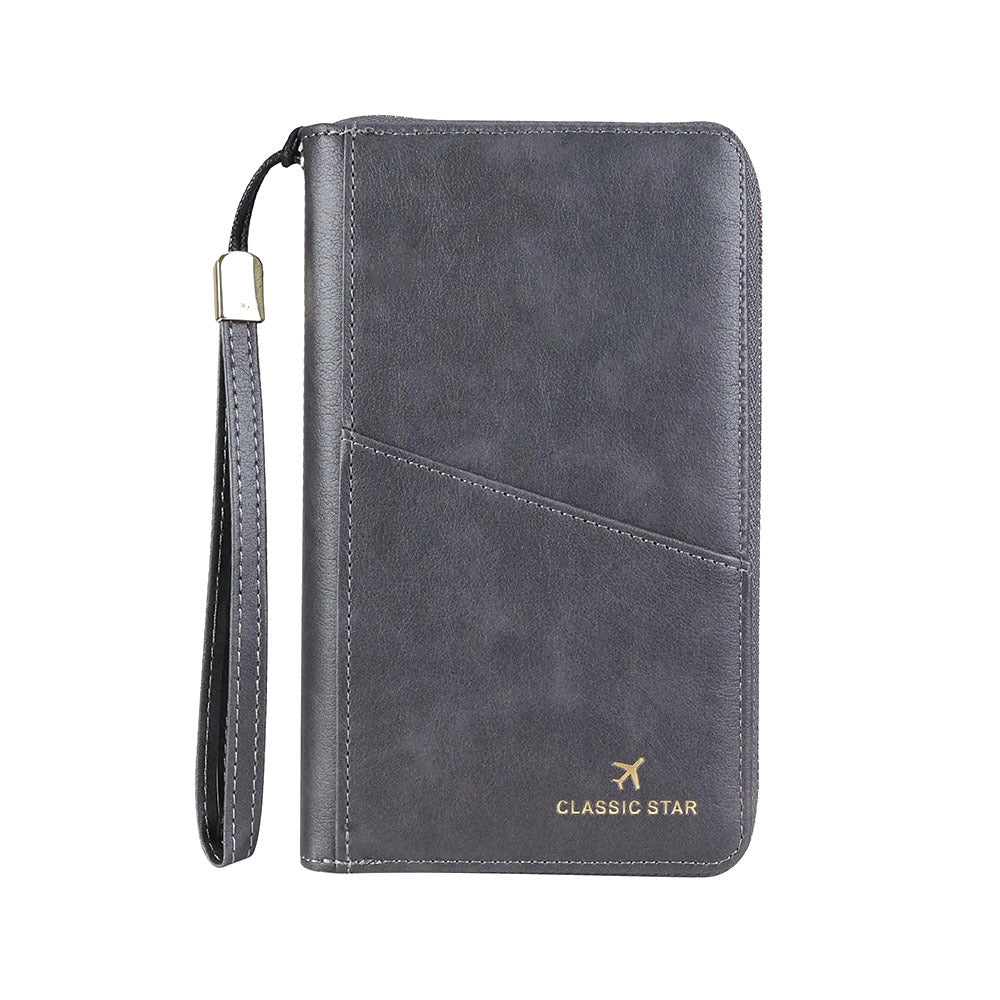 Billetera de Viaje con Barrera RFID de Cuero Genuino