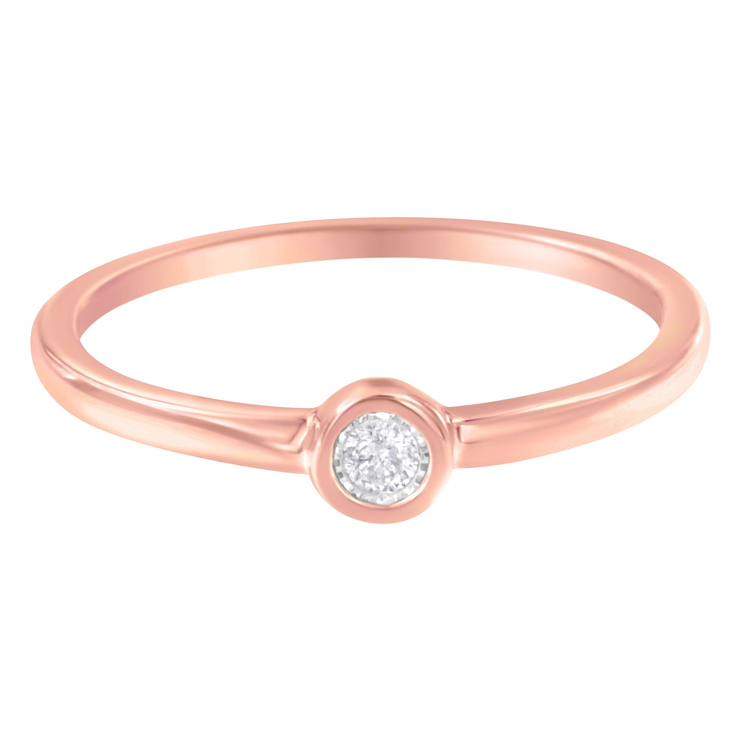 Anillo de Diamante de Plata Esterlina Baño de Oro Rosa de 14K - Talla 6