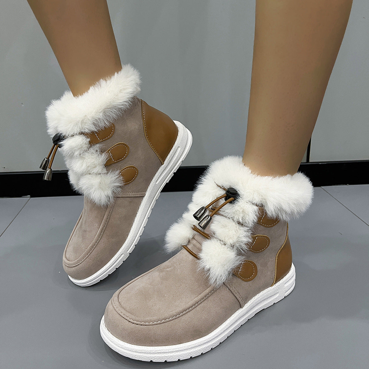 Botas de Nieve de Suede y Forro de Franela para Mujeres