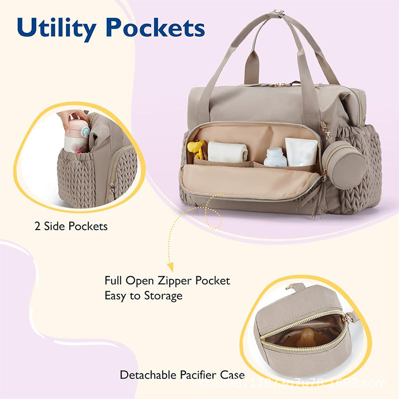Large Capacity Striped Handbag for Travel