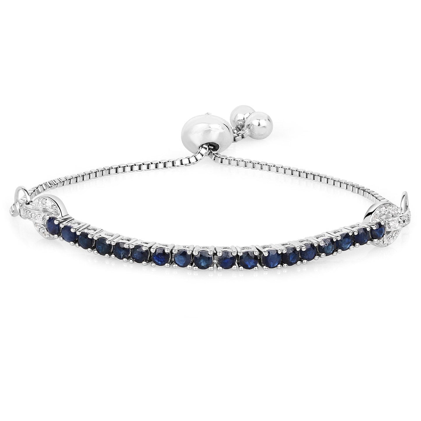 Bracelet en saphir bleu véritable de 2,41 carats et zircon blanc
