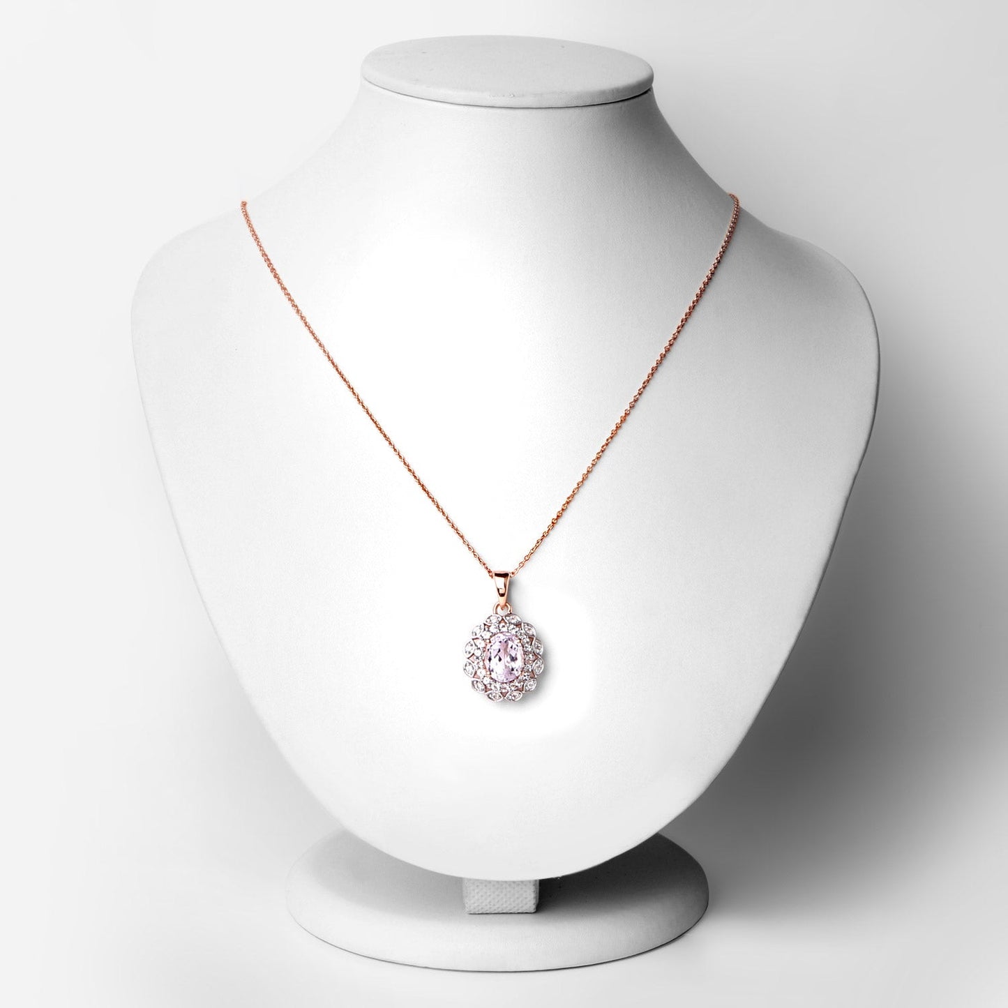 4.26 Carat Genuine Kunzite and White Topaz Pendant in Sterling Silver