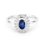 0.52 Carat Blue Sapphire & White Diamond 14K White Gold Engagement Ring