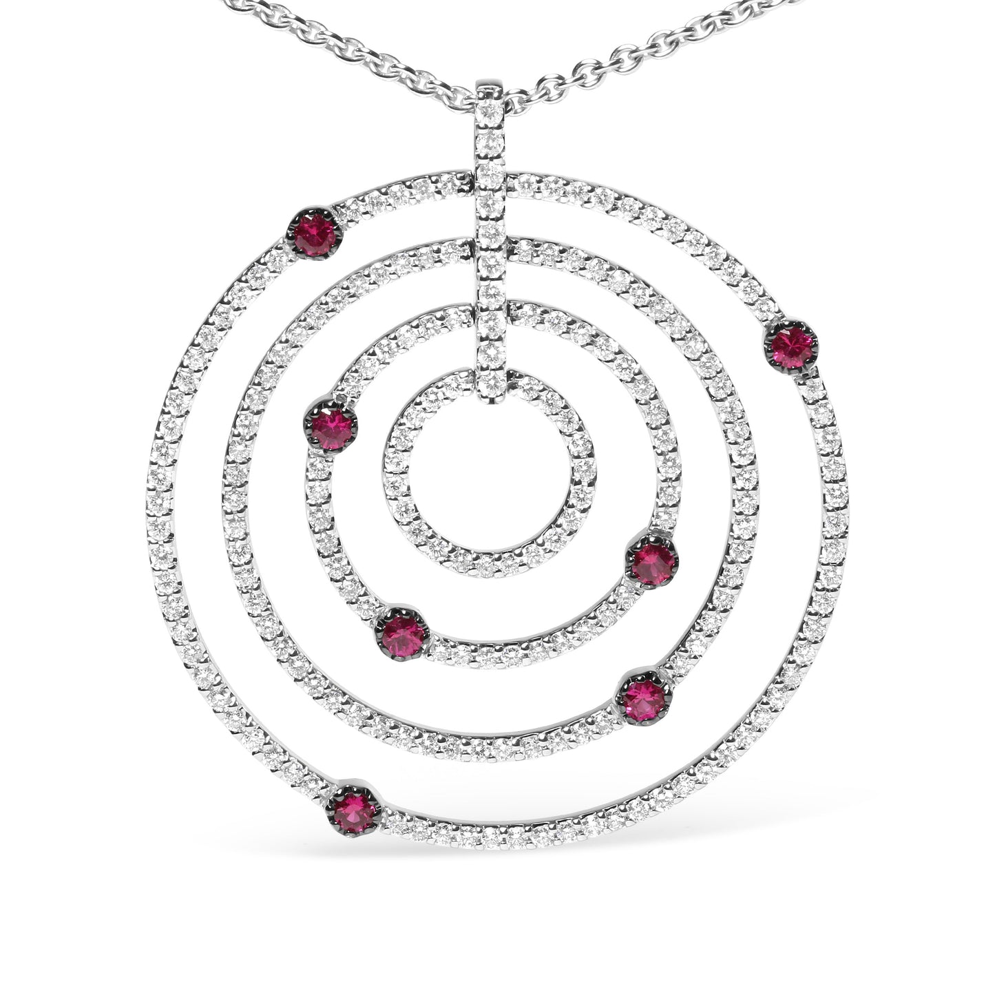 Pendentif en or blanc 18K avec diamants et rubis