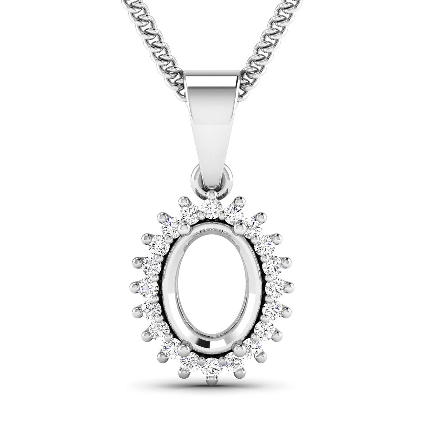 Pendentif semi-monture en or blanc 14K avec diamant blanc de 0,13 carat