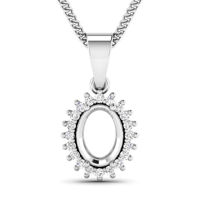 0.13 Carat White Diamond 14K White Gold Semi Mount Pendant