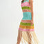 Vestido de ganchillo de múltiples colores con flecos para mujeres