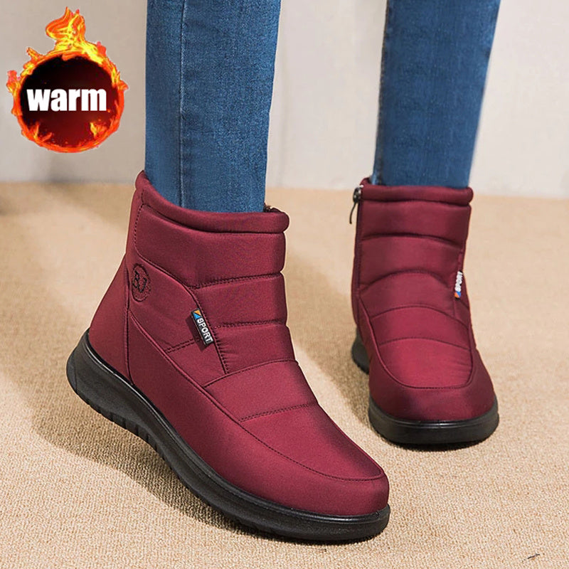 Bottes de cheville imperméables élégantes pour femmes - Talons plats