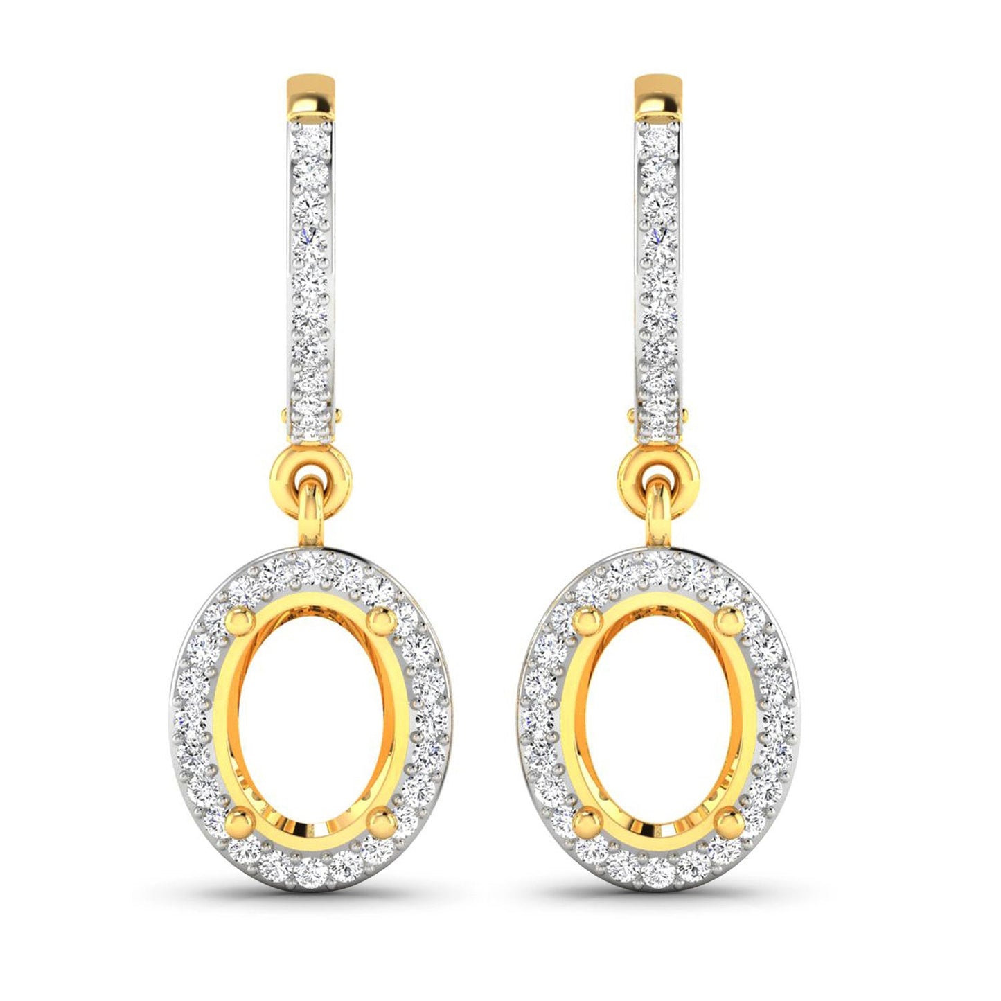 Boucles d'oreilles Halo en or jaune 14K avec 0,32 carat de diamants véritables