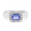 Bague en argent sterling avec tanzanite et topaze blanche de 1,12 carat