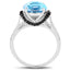 Bague en argent sterling avec topaze bleue suisse de 4,94 carats et diamants noirs