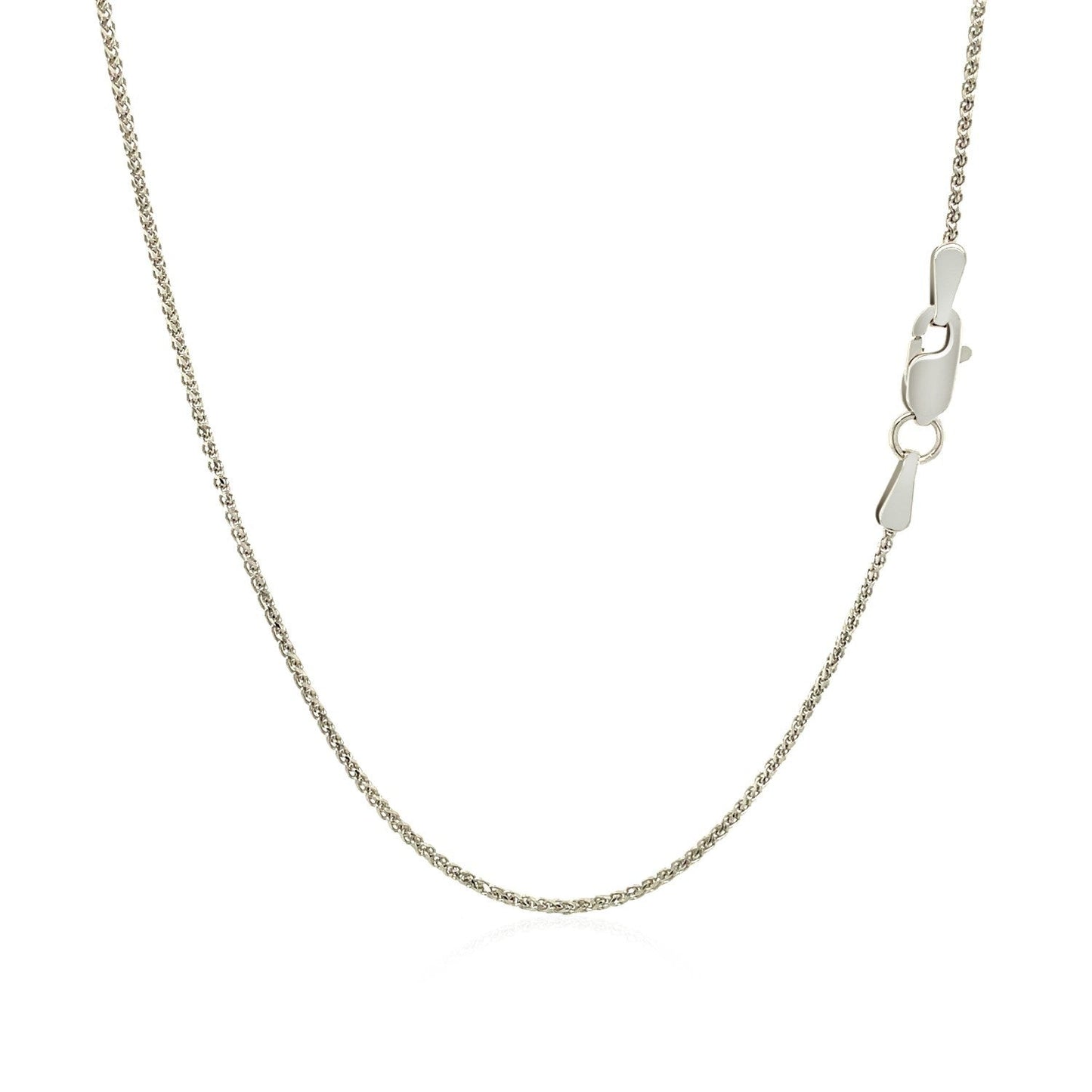14k White Gold Diamond Cut Round Wheat Chain - 1.0mm