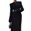 Temperament Shoulder-Padded Waist-Cinching Wool Coat for Women