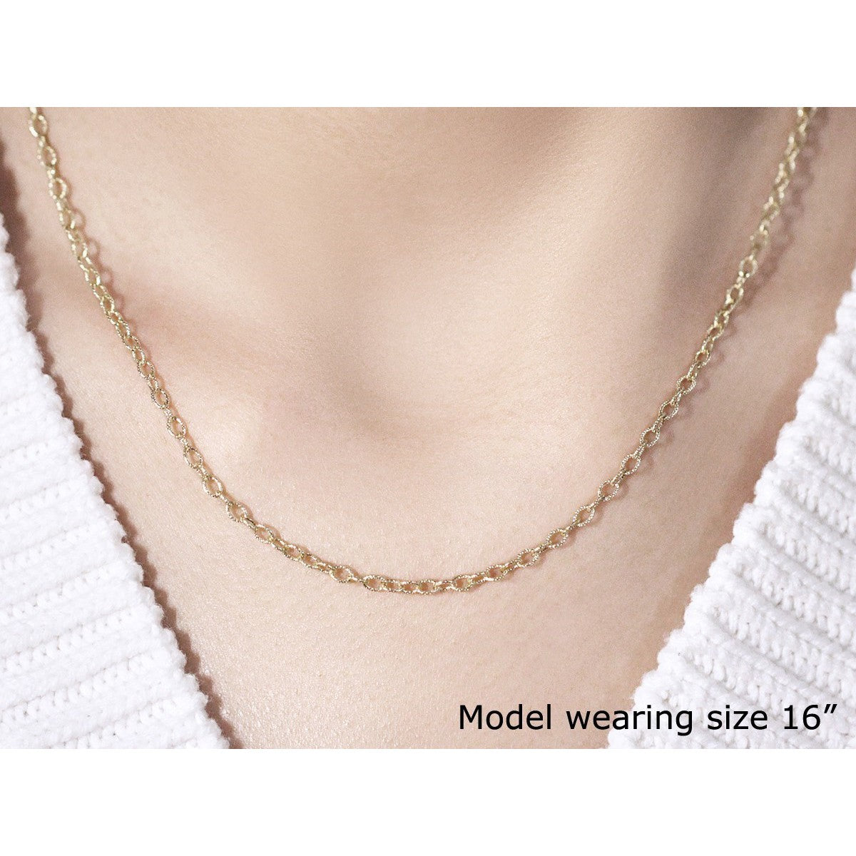 14k Yellow Gold 2.5mm Textured Pendant Chain