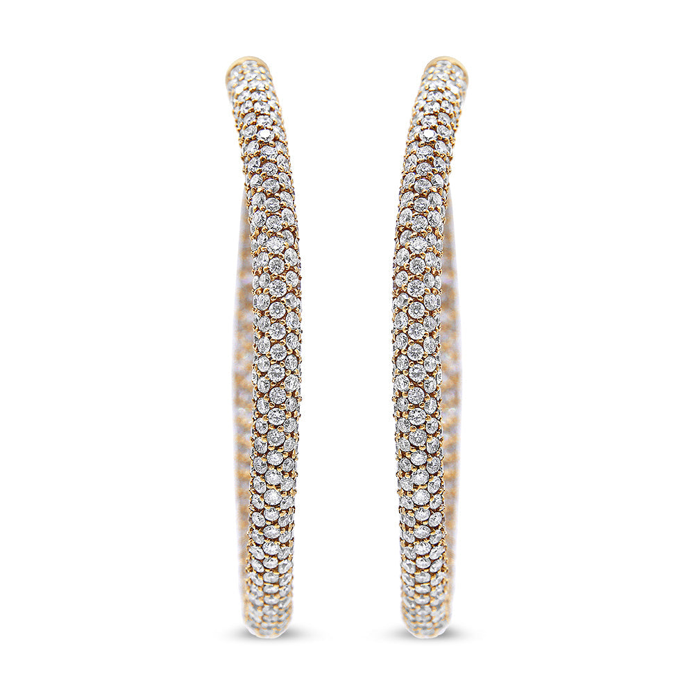 Pendientes de aro eternos de diamantes engastados en pavé de oro rosa de 18 quilates