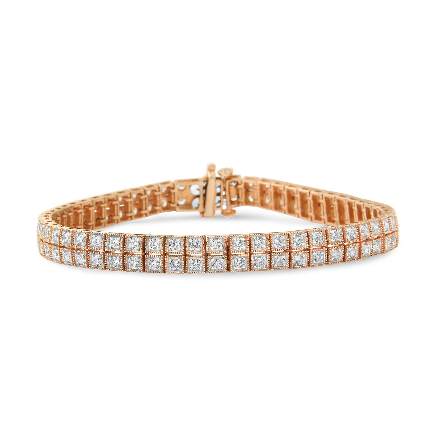 Pulsera de Tenis de Dos Filas con Diamantes Crecidos en Laboratorio de Oro Rosa de 14K