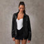 Chaqueta Bomber de Cuero Sofisticada con Cuello de Solapa