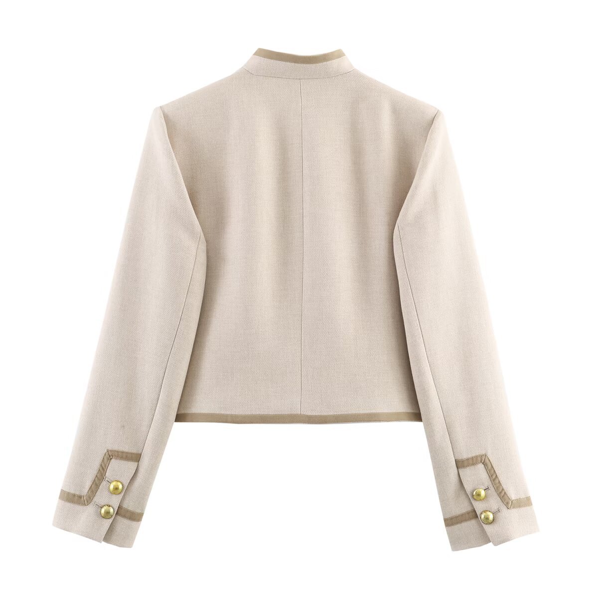 Chaqueta Abrigo con Botones y Nudos de Cuerda en Hombros Acolchados