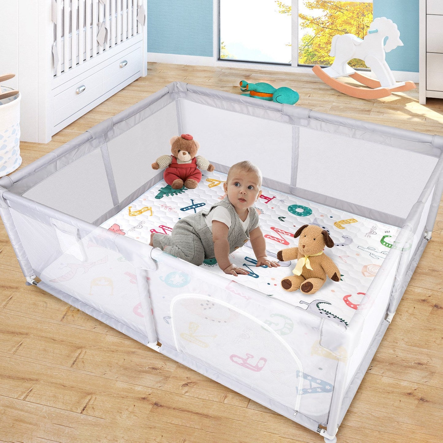 Alfombra de Juego para Bebés Antideslizante de 50x50 Pulgadas - Plegable y Lavable