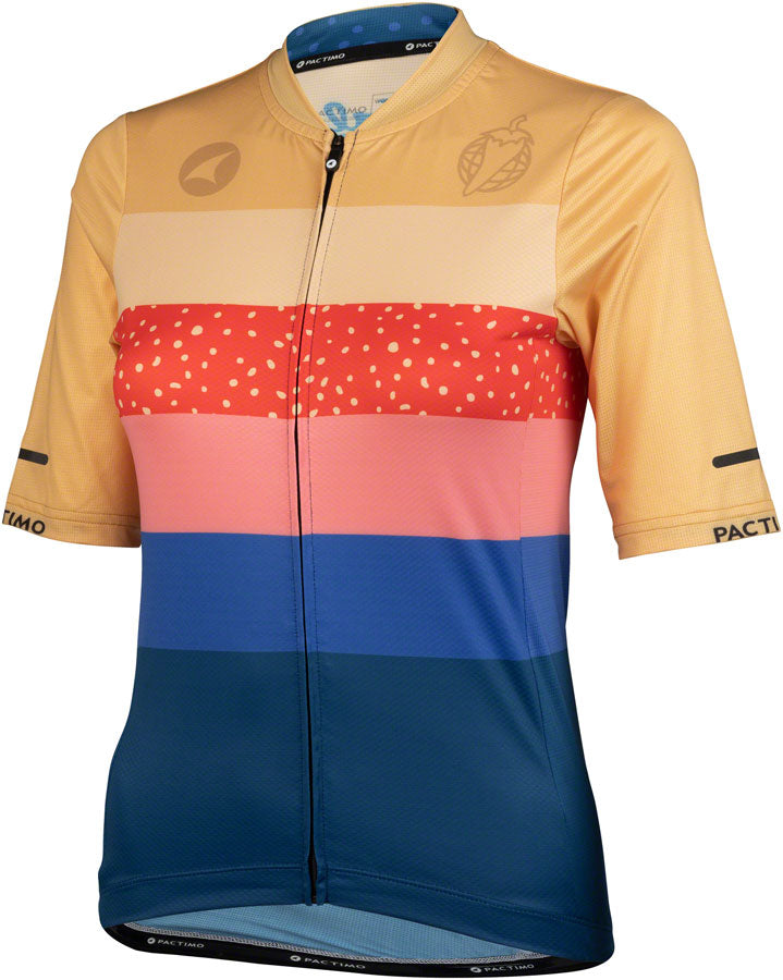 Maillot de l'équipe Salsa Polytone pour femmes - Rayures dorées et bleu foncé