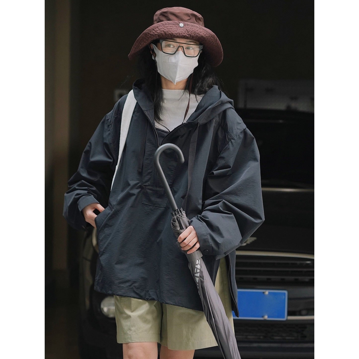 Korean Style Casual Hooded Windbreaker Jacket for Women