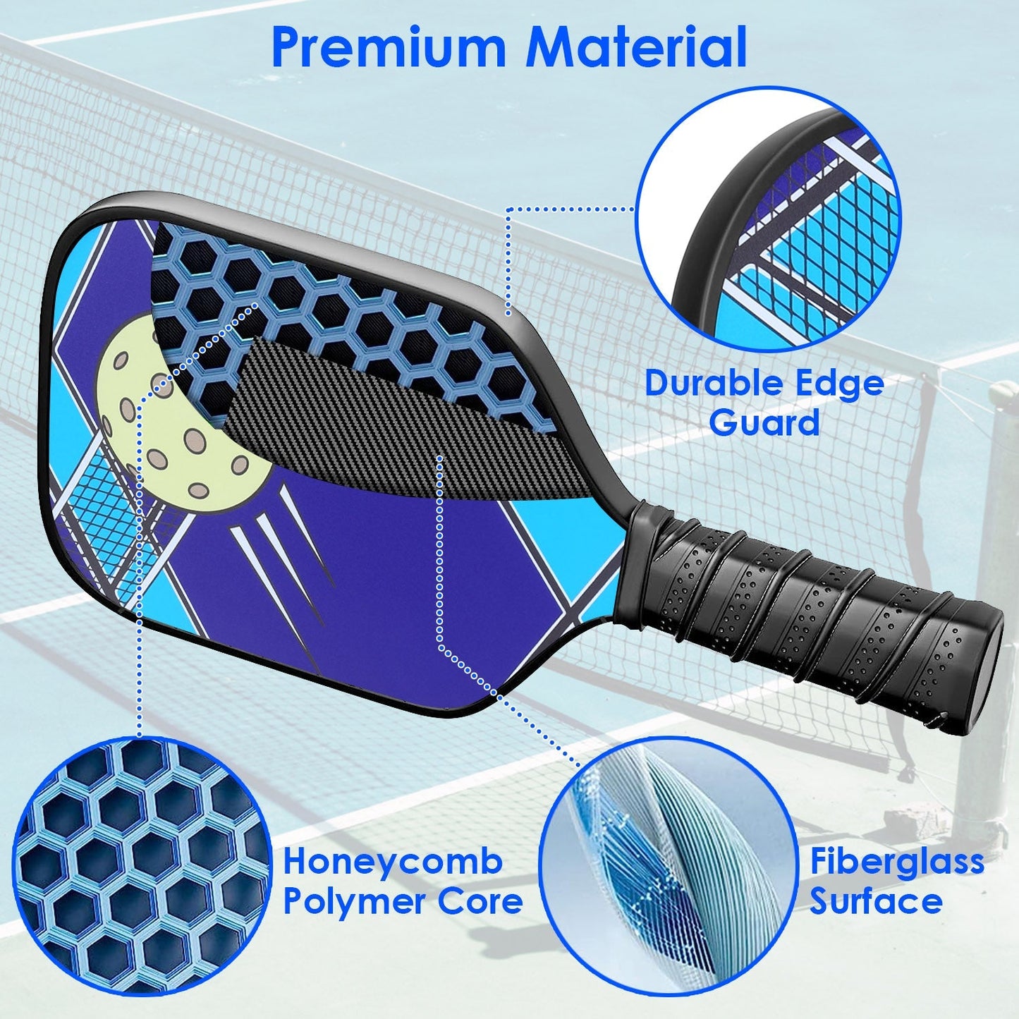 Ensemble de Pickleball Premium avec Paddles en Fibres de Verre et Sac de Transport