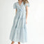 Elegant Eyelet Lace Puff Sleeve Midi Dress for Women