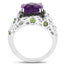 3.27 Carat Amethyst, Chrome Diopside & Black Diamond Sterling Silver Ring
