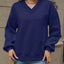 V-Neck Solid Color Casual Sweatshirt